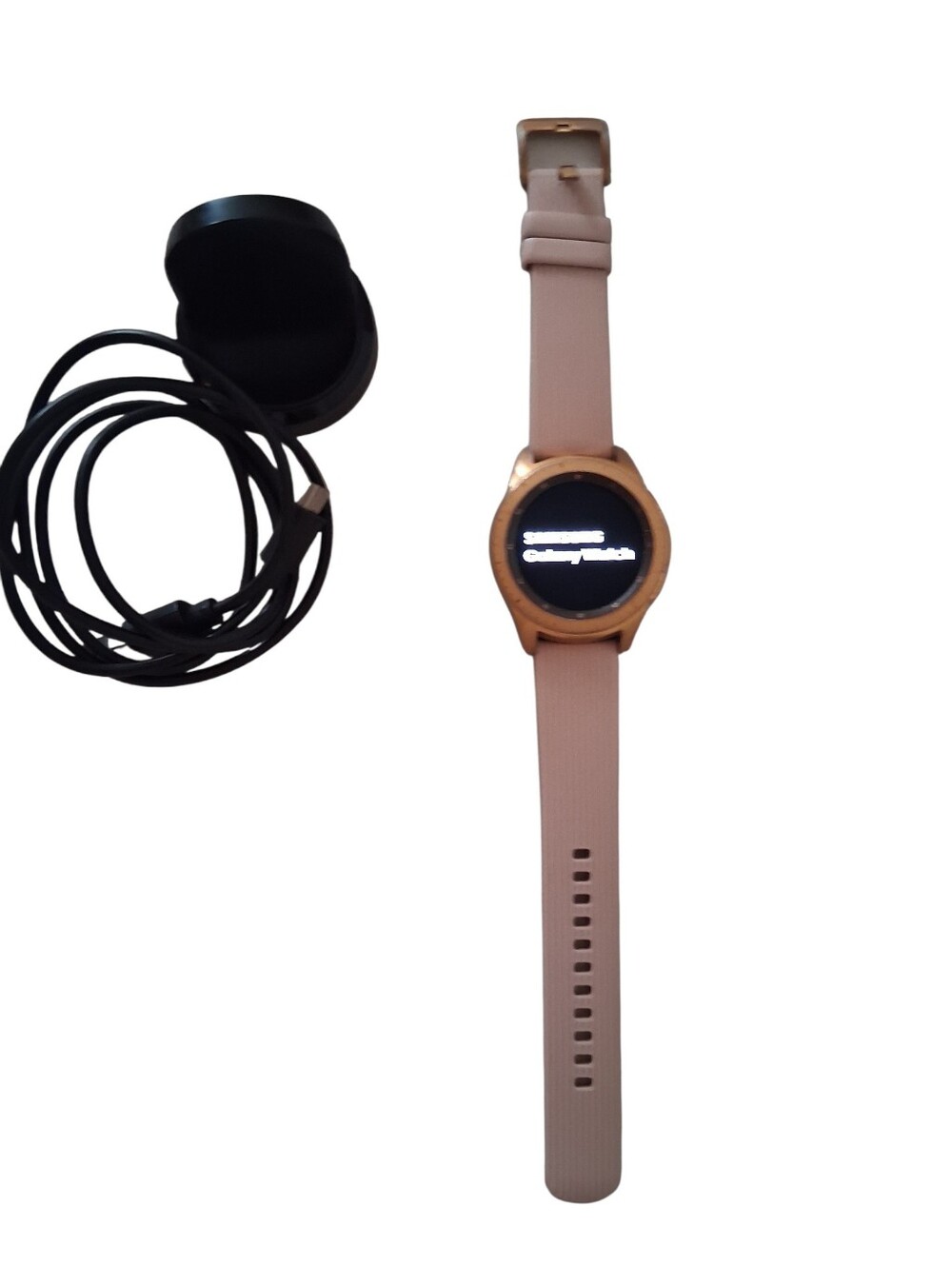 Samsung Rose Gold Smartwatch with Light Pink Silicone Band